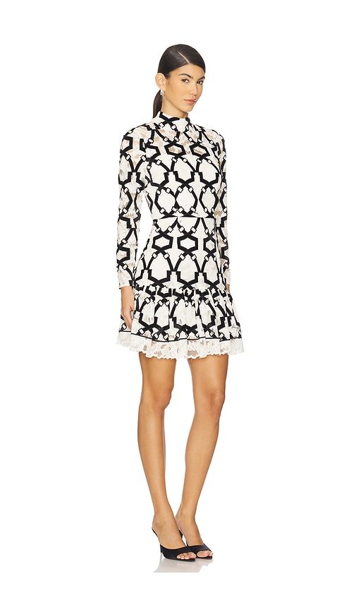 Willa Velvet Flock Lace Mock Neck Dress in & . - size 0 (also in 10) - MILLY - Modalova