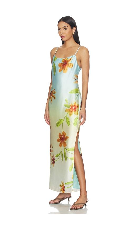 Lily Floral Satin Dress in Baby Blue. - size 0 (also in 2, 4, 6, 8, 10, 12) - MILLY - Modalova