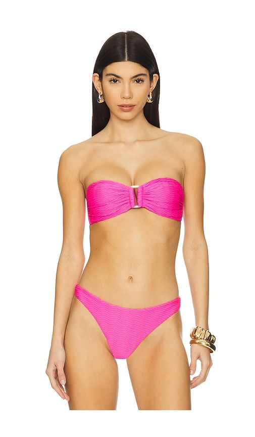 Margot Textured Chevron Bandeau Bikini Top in . - size L (also in M, S, XS) - MILLY - Modalova