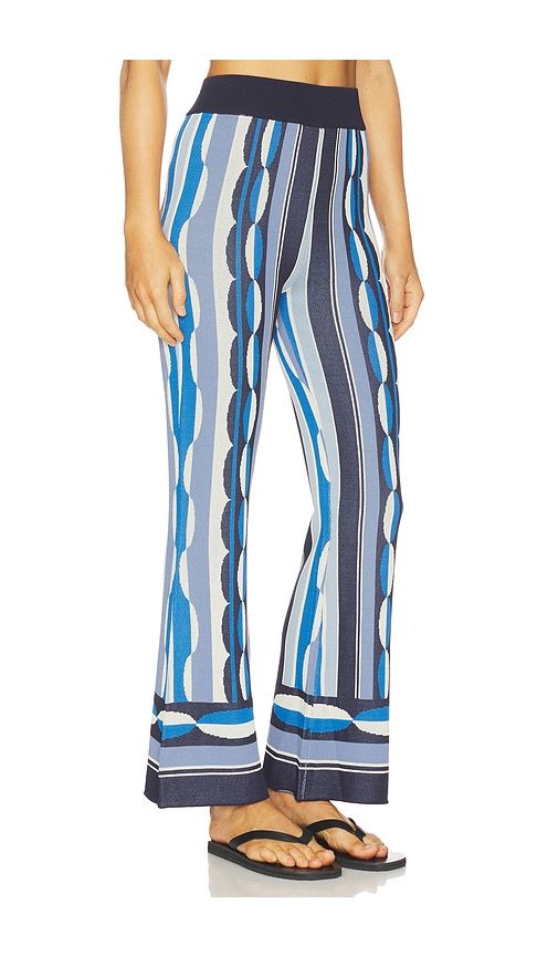 Marla Pant in BlueGeo Stripe Knit in Blue. - size L (also in M, S, XS, XXS) - MISA Los Angeles - Modalova