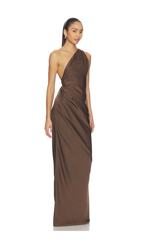 The Isadora Satin Maxi Dress in Brown. - size M (also in S) - MISHA - Modalova