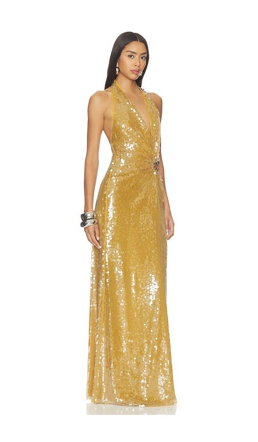 The Devon Sequin Dress in Metallic Gold. - size L (also in M, S, XS) - MISHA - Modalova
