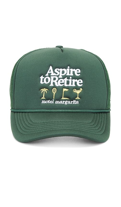 Aspire To Retire Trucker Hat in Green - Motel Margarita - Modalova