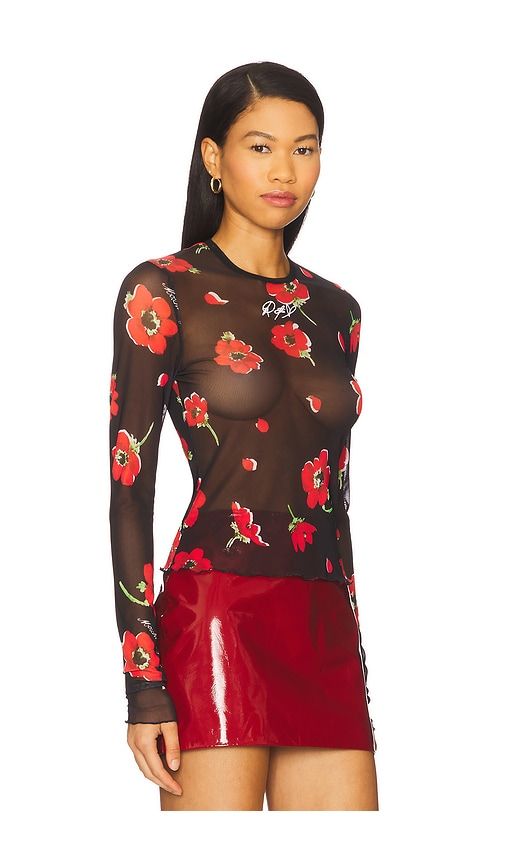 Sheer Floral Long Sleeve in Black. - size 44 (also in 46) - Moschino Jeans - Modalova