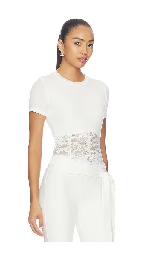 Ember Rib Lace Shortsleeve Tee in . - size L (also in M, S, XS) - Michael Lauren - Modalova