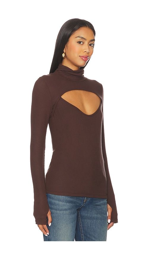 Cade Long Sleeve Top Turtle Neck Top in Brown. - size M (also in XS) - Michael Lauren - Modalova