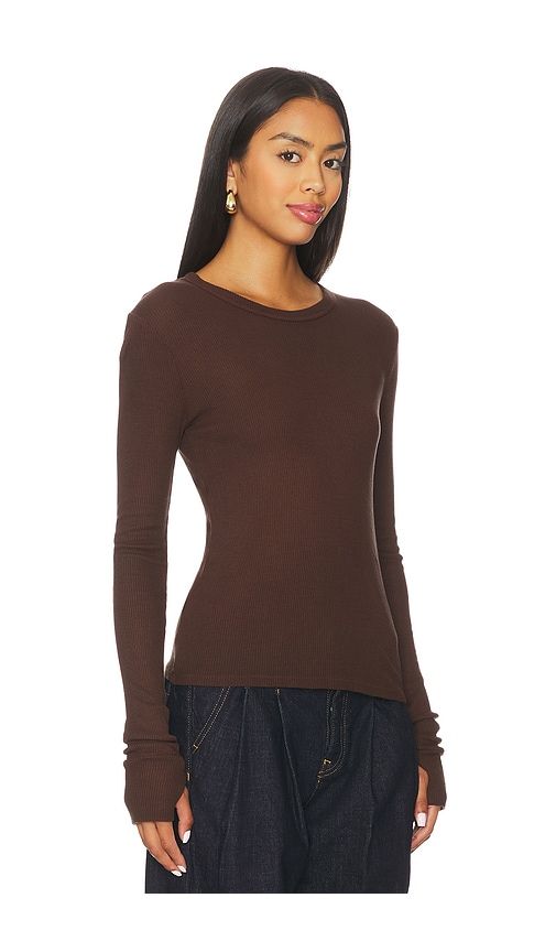 Axl Long Sleeve Crop Fitted Top in Brown. - size M (also in XS, L) - Michael Lauren - Modalova