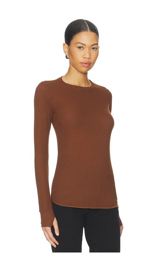 Alick Longsleeve Fitted Top in Cognac. - size L (also in M, S, XL) - Michael Lauren - Modalova