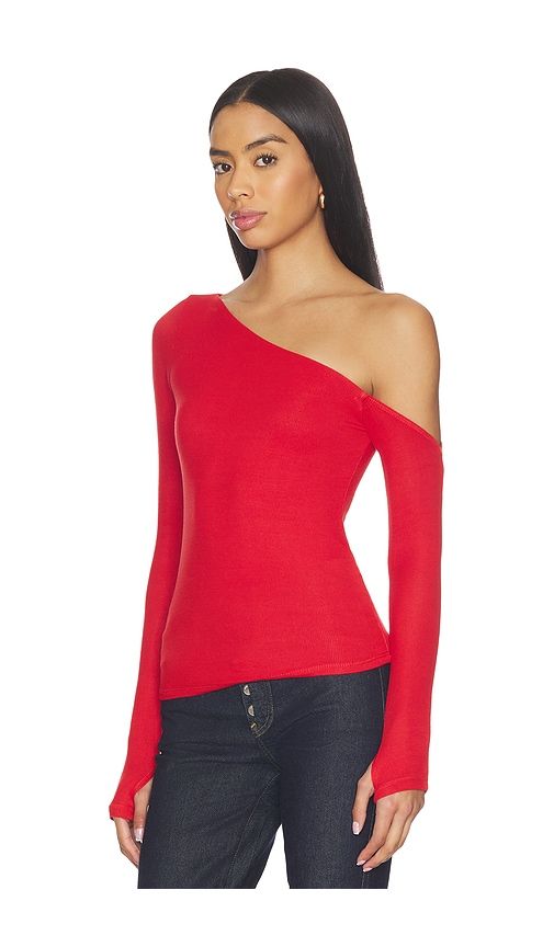 Magdaleno Asymmetrical Fitted Cold Shoulder Top in Red. - size M (also in S, XS) - Michael Lauren - Modalova
