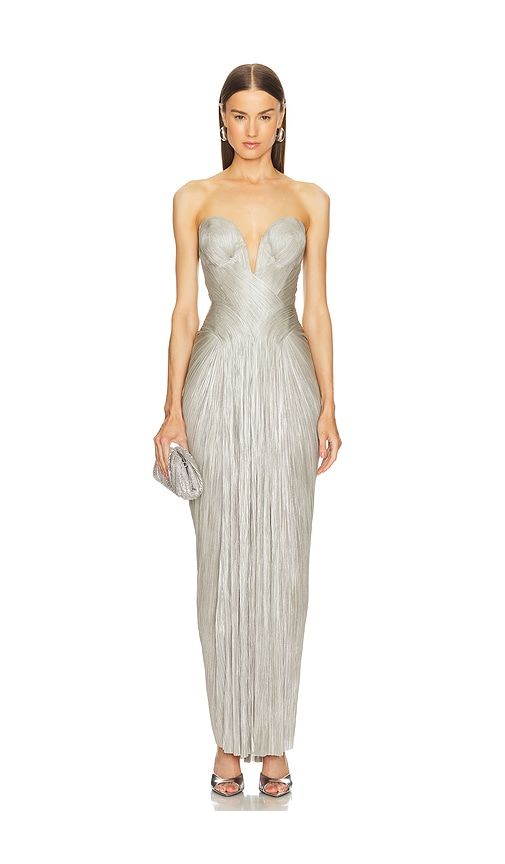Noor Gown in Metallic Silver. - size 36/4 (also in 42/10) - Maria Lucia Hohan - Modalova