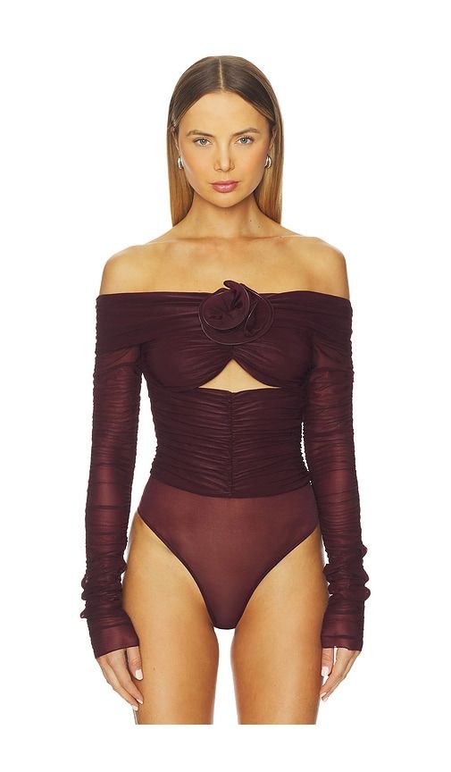 Flower Bloom Bodysuit in Burgundy. - size L (also in S, XS) - MARIANNA SENCHINA - Modalova