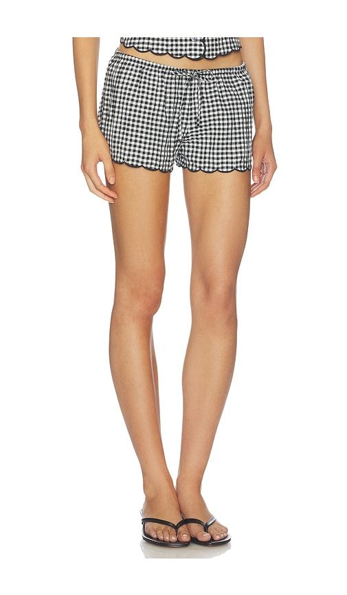 Scalloped Low Rise Drawstring Short in & White. - size L (also in M, S, XL, XS) - Montce - Modalova