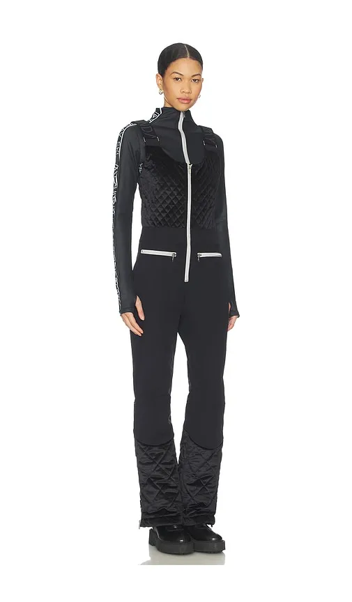 Quilted Velvet Ski Overall in Black. - size L (also in S) - My Sunday Ski - Modalova