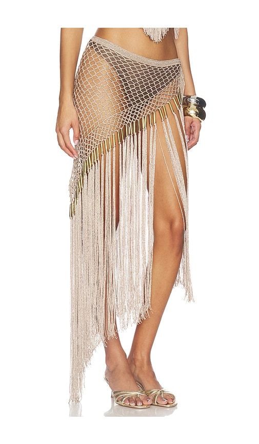 Aria Hand Crochet Fringe Skirt in Metallic . - size S (also in M, L) - My Beachy Side - Modalova