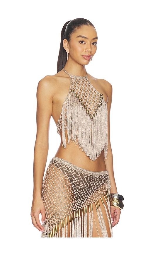Aria Hand Crochet Halter Top in Metallic . - size M (also in S) - My Beachy Side - Modalova