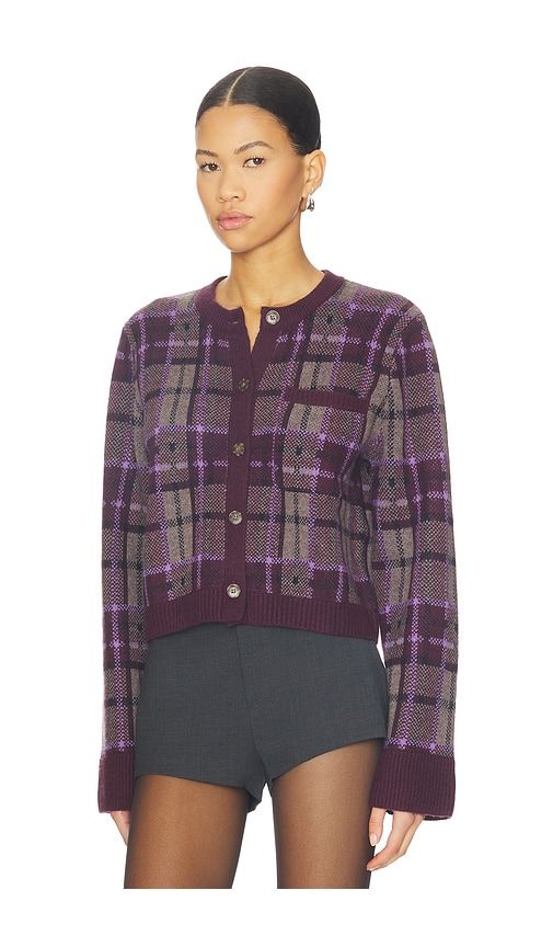 Luxe Plaid Jacquard Cardigan in Purple. - size S (also in M) - NAADAM - Modalova
