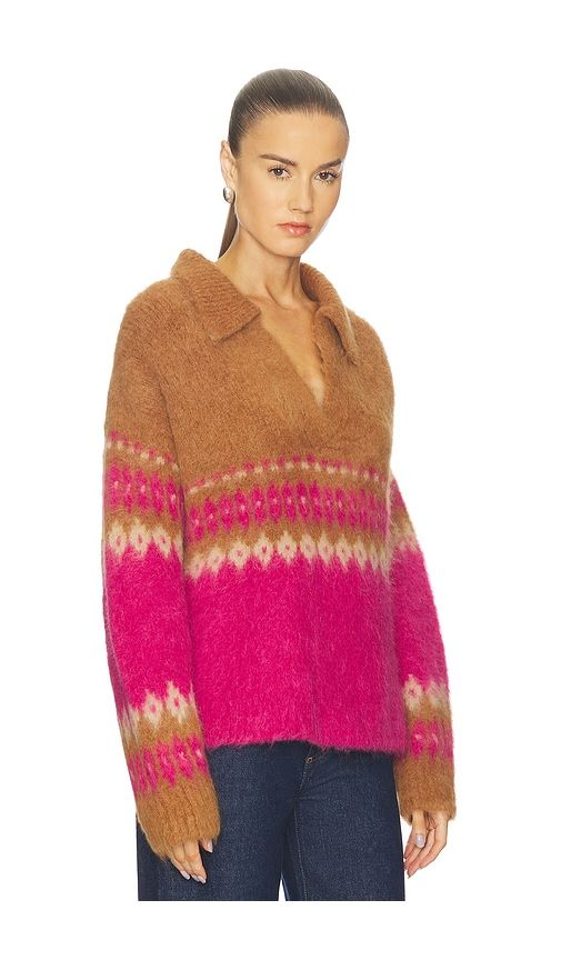 Italian Luxe Brushed Fair Isle Polo in Tan,Pink. - size L (also in S) - NAADAM - Modalova