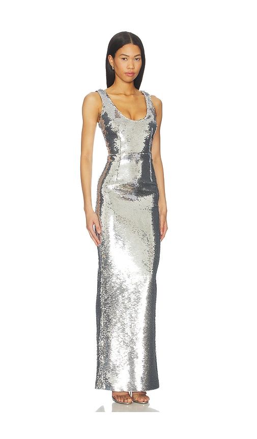 Manu Sequin Maxi Dress in Metallic Silver. - size 34/2 (also in 36/4) - The New Arrivals by Ilkyaz Ozel - Modalova