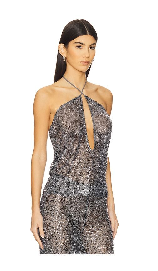 Freya Top in Metallic Silver, grey. - size L (also in M, S, XL) - NBD - Modalova