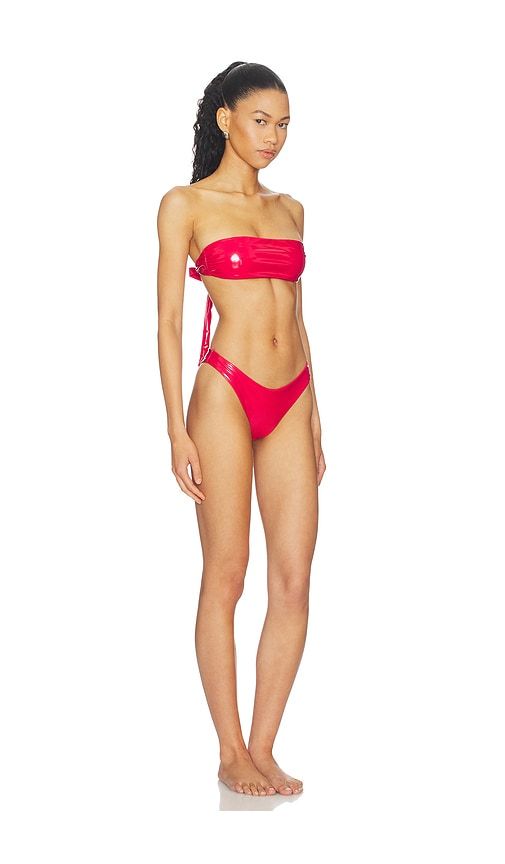 Latex Splash Matte Bandeau Bikini Set in Red. - size L (also in M, S) - naranja furcado - Modalova