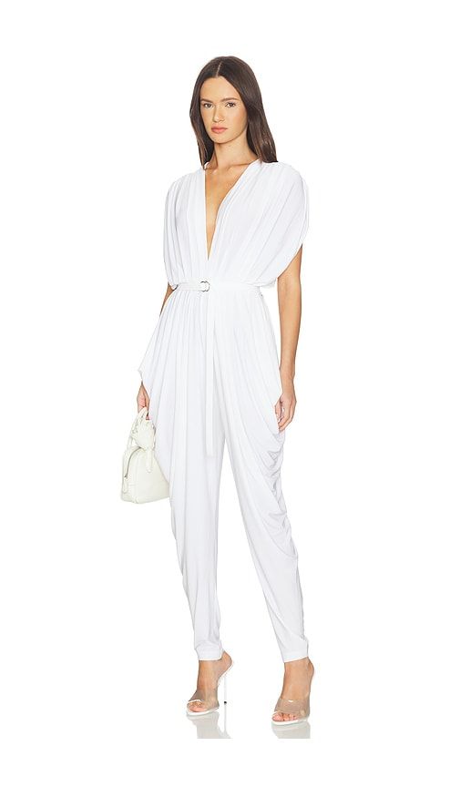 Square Sleeve Waterfall Jumpsuit in White. - size L (also in M, S, XL, XS, XXS) - Norma Kamali - Modalova