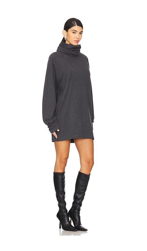 Oversized Raglan Sleeve Turtleneck Mini Dress in Grey. - size S (also in XS) - Norma Kamali - Modalova