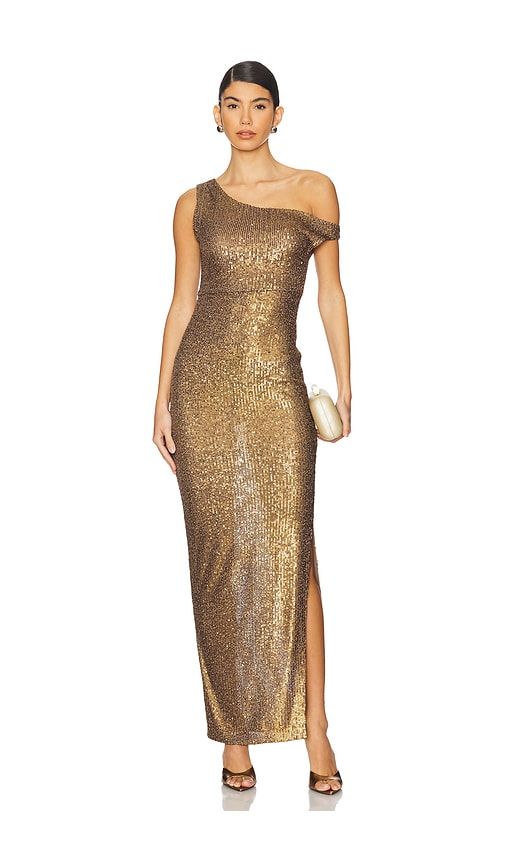 Drop Shoulder Fitted Gown in Brown. - size L (also in S) - Norma Kamali - Modalova