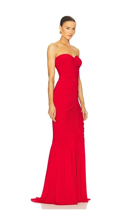 X REVOLVE Strapless Shirred Front Fishtail Gown in Red. - size L (also in M, S, XL, XS) - Norma Kamali - Modalova