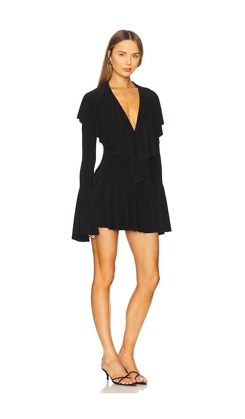 Long Sleeve Deep V Ruffle Mini Dress in . - size M (also in S, XS) - Norma Kamali - Modalova