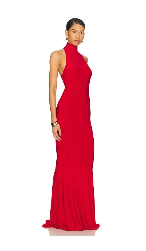 X REVOLVE Halter Turtle Fishtail Gown in Red. - size L (also in M, S, XL) - Norma Kamali - Modalova