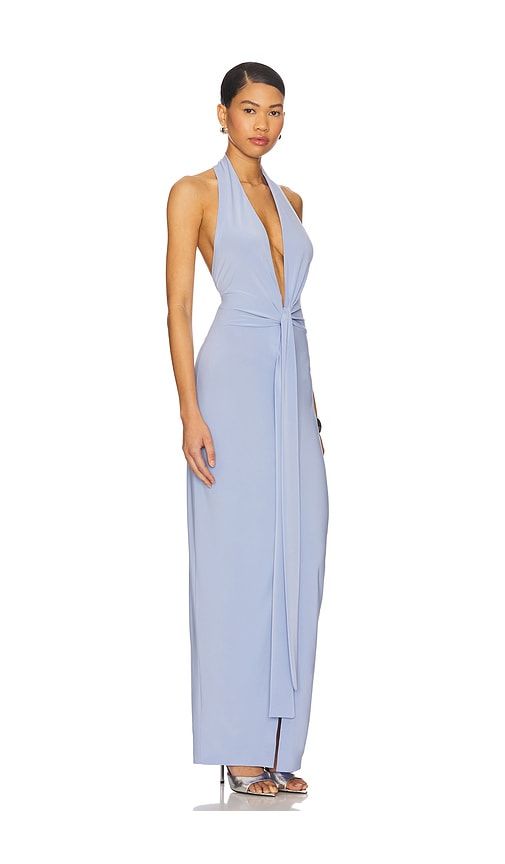 X REVOLVE Tie Front Halter Gown in Baby Blue. - size L (also in M, XL) - Norma Kamali - Modalova