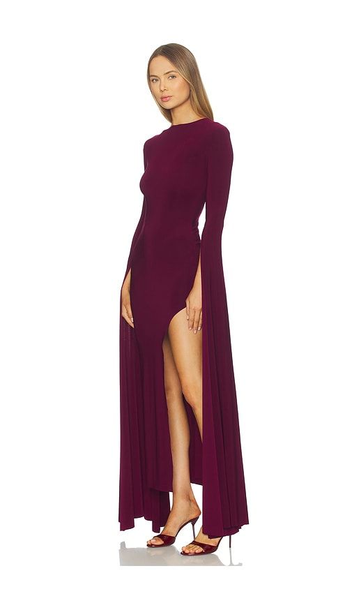 Open Back Ribbon Sleeve Wide Slit Gown in Purple. - size M (also in S) - Norma Kamali - Modalova