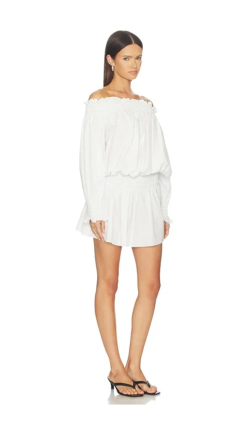 Long Sleeve Peasant Mini Dress in White. - size L (also in M, S, XS) - Norma Kamali - Modalova