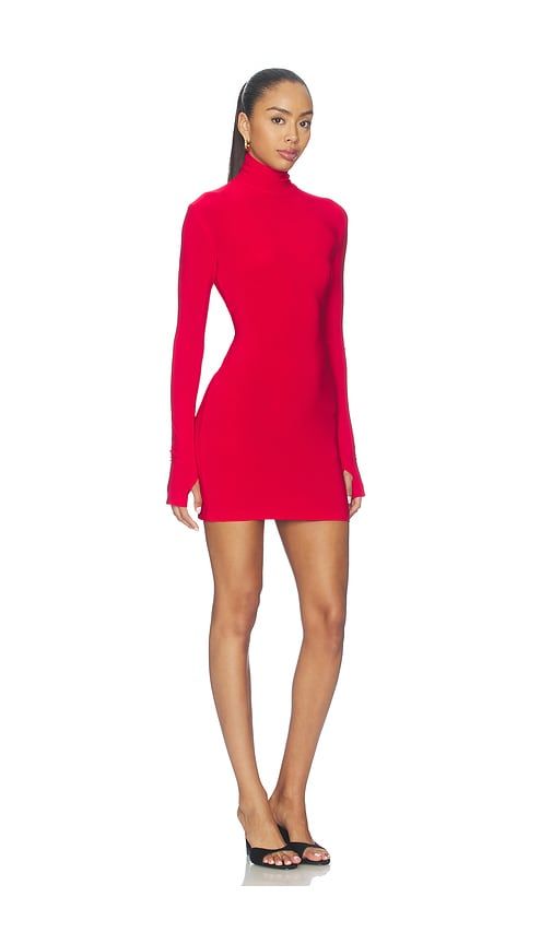 Long Sleeve Turtleneck Mini Dress in Red. - size L (also in M, S, XL, XS, XXS) - Norma Kamali - Modalova