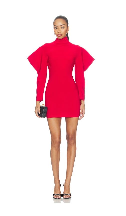 Wing Sleeve Open Back Bow Neck Mini Dress in Red. - size L (also in M, S, XL, XS, XXS) - Norma Kamali - Modalova