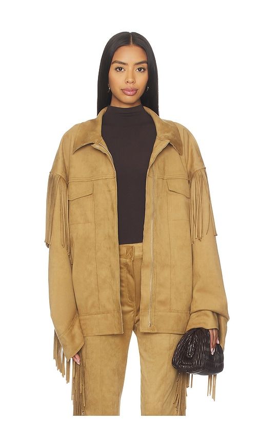 Fringe Oversized Jean Jacket in Tan. - size L (also in M, S, XS) - Norma Kamali - Modalova