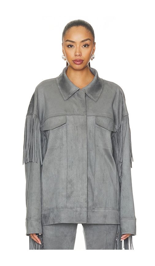 Fringe Oversized Jean Jacket in Grey. - size L (also in M, S, XL, XS) - Norma Kamali - Modalova