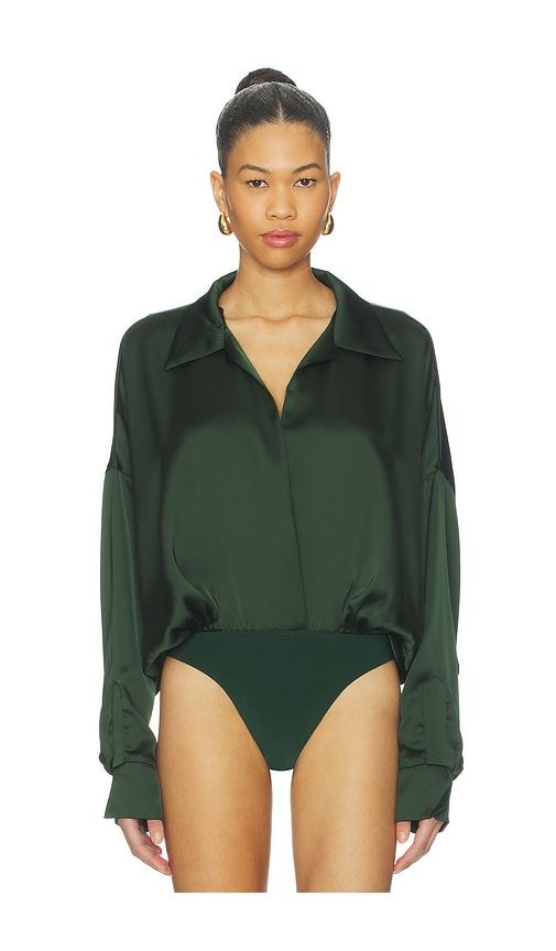 Super Oversized Boyfriend Shirt Bodysuit in Dark Green. - size L (also in M) - Norma Kamali - Modalova