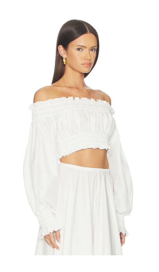 Long Sleeve Peasant Cropped Top in White. - size S (also in XS, XXS) - Norma Kamali - Modalova