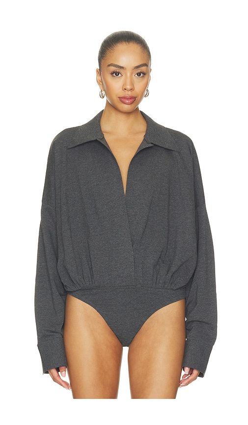 Oversized Neck Bodysuit in Grey. - size L (also in M, S, XL, XS, XXS) - Norma Kamali - Modalova