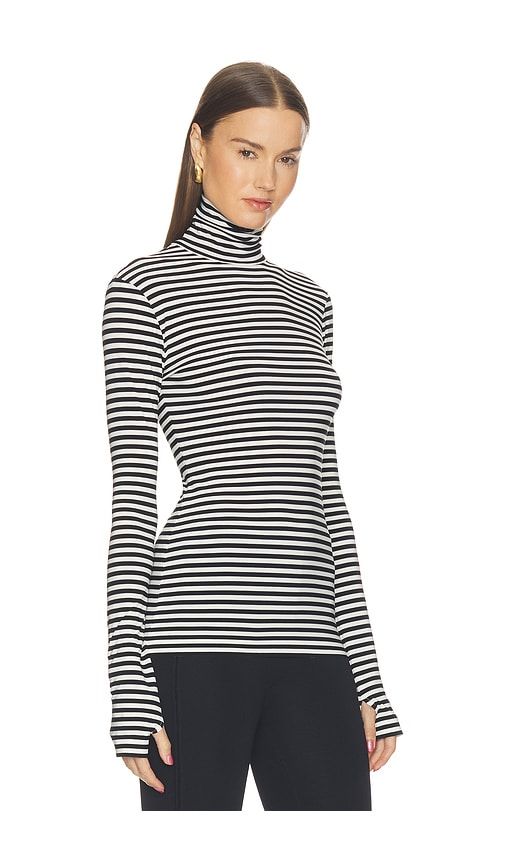 Slim Fit Long Sleeve Turtleneck Top in Black & White. - size L (also in M, S, XL, XS, XXS) - Norma Kamali - Modalova
