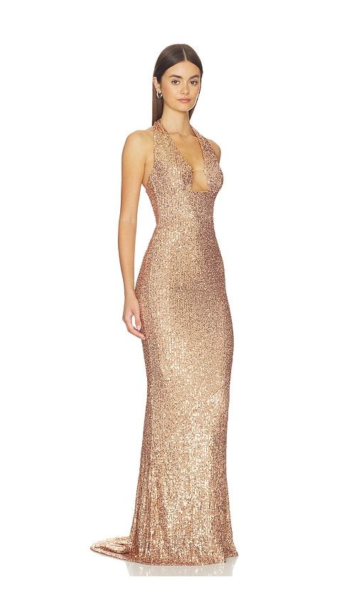 Diva Plunge Gown in Metallic Copper. - size M (also in S) - Nookie - Modalova