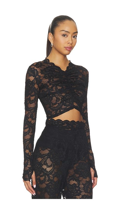 Delphine Lace Long Sleeve Crop Top in . - size L (also in M, S) - Nookie - Modalova