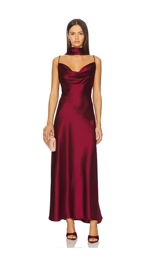 Geneva Sleeveless Cowl Neck Gown With Side Slit in Red. - size 6 (also in 8) - NICHOLAS - Modalova