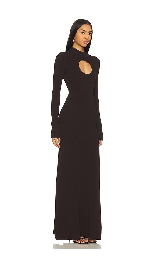 Diantha Long Sleeve Midi Dress With Circle Cutout in Chocolate. - size L (also in M) - NICHOLAS - Modalova