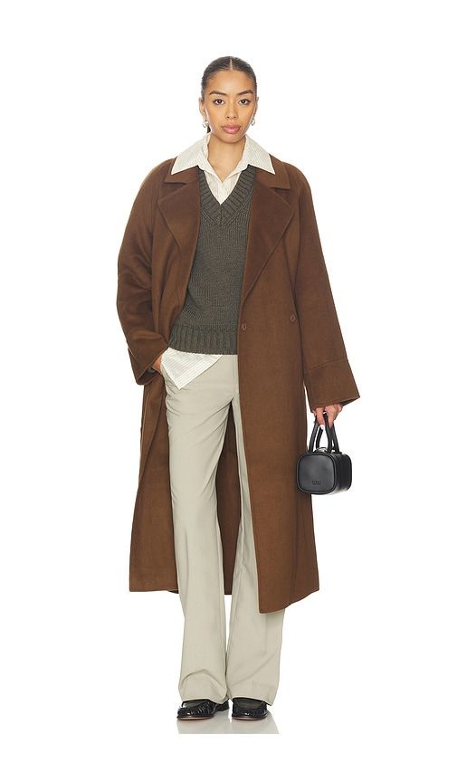 Candice Scarf Double Wool Long Coat in Chocolate. - size M (also in S) - NICHOLAS - Modalova
