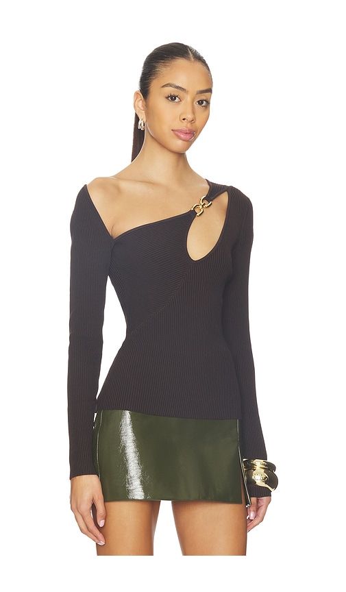 Falda Asymmetrical Double Rin Rib Knit Top in Chocolate. - size M (also in XS) - NICHOLAS - Modalova