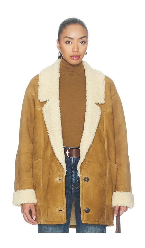 Noelle Shearling Coat in Brown. - size L (also in M, S, XS) - NILI LOTAN - Modalova