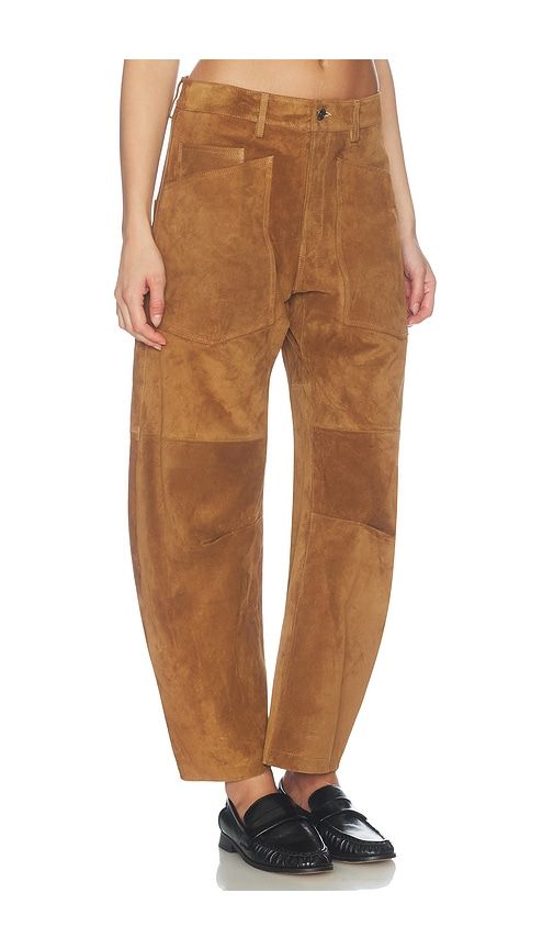 Shon Suede Pant in Cognac. - size 0 (also in 2, 4, 6) - NILI LOTAN - Modalova
