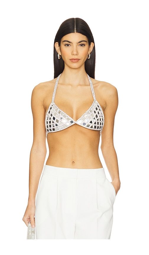 Mirror Triangle Bra in Metallic Silver. - size L (also in M, S) - Nue Studio - Modalova